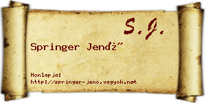 Springer Jenő névjegykártya